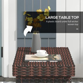 Outsunny Stolik ogrodowy Stolik kawowy zewnętrzny Stolik kawowy, PE-rattan, odporny na warunki atmosferyczne, 60 cm x 41 cm x 41 cm, Brązowy