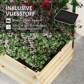 Outsunny Łóżko Ogrodowe Wysokie z Podporą Drewniana Skrzynia na Kwiaty Grządka Ziołowa Donica Naturalne Drewno 80x38x145cm | Aosom PL