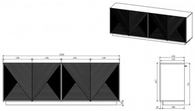 Komoda Asha 200 cm z ryflowanym frontem - kaszmir