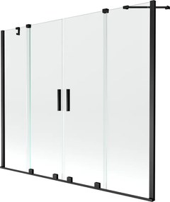 Mexen Velar Duo parawan nawannowy 2-skrzydłowy rozsuwany 200 x 150 cm, transparent, czarny - 896-200-000-02-70