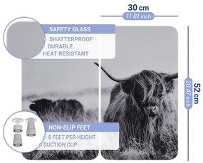 Płyty ochronne na kuchenkę ze szkła hartowanego zestaw 2 szt. 30x52 cm Universal Highland Cattle – Wenko