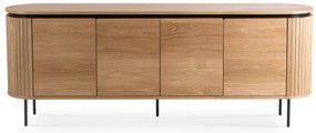 Komoda do Salonu BECK 200 cm Dąb Czterodrzwiowa Ryflowana Nowoczesna