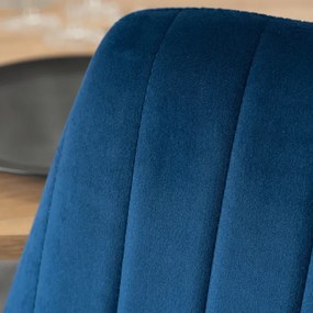 Krzesło Tapicerowane do Jadalni BARI Granatowe Welurowe Nowoczesne Loft