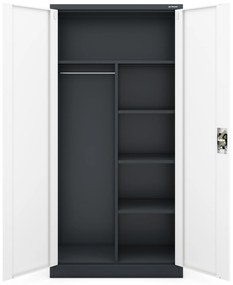 Szafa gospodarcza zamykana DAWID 900 x 1850 x 450 mm, antracytowo-biała