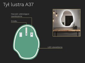 Organiczne lustro LED z oświetleniem A37 45x60