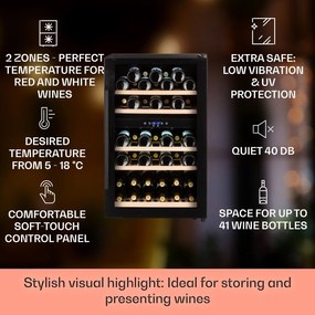 Klarstein Barossa 59cm 41 Butelek Winiarka Dwustrefowa Czarny