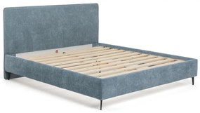 Niebieskie tapicerowane łóżko dwuosobowe ze stelażem 160x200 cm Noira Slim – Bonami Selection