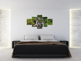 Obraz wodospadów w tropikalnym lesie (125x70 cm)