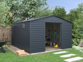 Schowek ogrodowy z metalu/ocynkowanej stali - Antracytowy - 13,12 m² - ADELMO