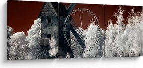 Obraz młyna (z zegarem) (90x30 cm)