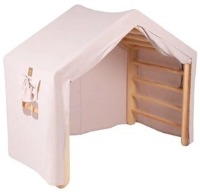 Różowo-naturalna drabinka pikler z litego drewna sosnowego 112x61x94 cm Montessori – Meowbaby