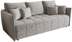 Jasnoszara welurowa sofa z pojemnikiem na pościel F2-A50