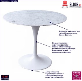 Marmurowy okrągły stół z metalową podstawą - Soniro 3X