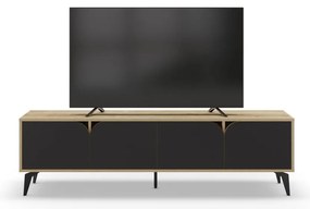 Czarna szafka pod TV w dekorze dębu 180x51 cm Nola – Marckeric
