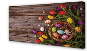 Zdjęcie na płótnie Jajka i Tulipany na Deskach