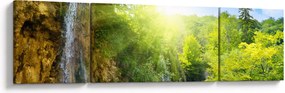 Obraz - wodospady w pralesie (170x50 cm)