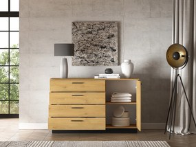 Komoda BRONX 1D4S 138cm dąb/czarna ML MEBLE