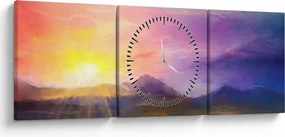 Obraz - O świcie (z zegarem) (90x30 cm)