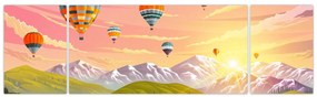 Obraz balonów nad krajobrazem (170x50 cm)