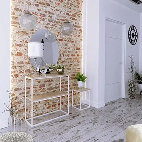 Minimalistyczny kwietnik biały + dąb sonoma T2-H75