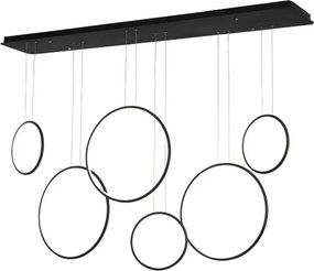 Szeroka lampa wisząca do salonu Ledowe Okręgi No.8 w stylu designerskim czarna