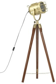 Brązowa lampa stojąca retro z drewna mango - 5X EX191 C3-L92