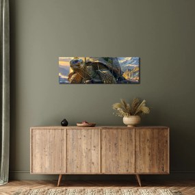 Obraz - Żółw i górski krajobraz (z zegarem) (90x30 cm)