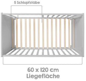 Jasnoszare łóżeczko 60x120 cm – Roba