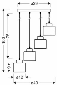 Lampa wisząca cztery klosze z regulacją wysokości - V130-Katani
