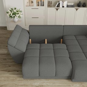 Masseno Narożnik ORENTI z funkcją spania i pojemnikiem na pościel Narozniki L, Rozkładana sofa - Szary, QUELLE 92