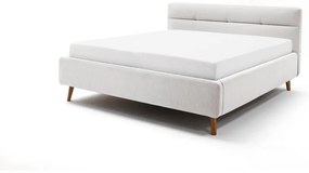 Jasnoszare tapicerowane łóżko dwuosobowe ze schowkiem i stelażem 160x200 cm Lotte – Meise Möbel