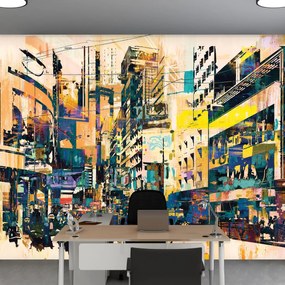 Fototapeta - Abstrakcje malowane miasto (196x136 cm)