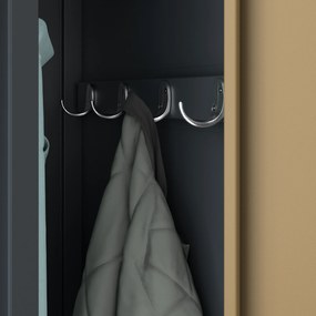 Szafka ubraniowa BHP ubraniowa antracytowa/ orzech: czterokomorowa Eco Design KACPER, 800 x 1800 x 500 mm