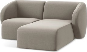 Jasnobrązowy aksamitny narożnik (prawostronny/z szezlongiem) Lani – Makamii