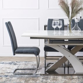 Krzesło Tapicerowane do Jadalni LOPEZ Ciemnoszare Na Płozach Nowoczesne