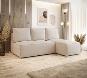 Beżowy narożnik rozkładany z pojemnikiem S7-R67