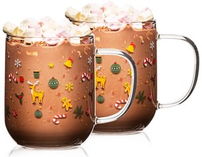 4Home Kubek szklany Hot&Cool Christmas time 350 ml, 2 szt.