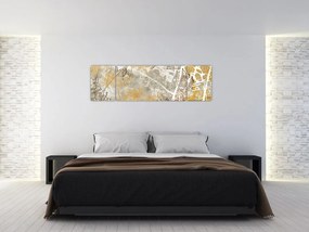 Obraz - Ściana w stylu vintage z kwiatami (170x50 cm)