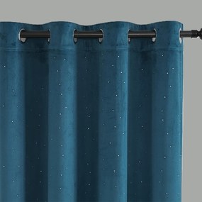 Zasłona welurowa na przelotkach z kryształkami dekoracyjna 140x260 cm granatowa