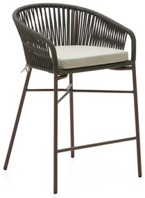 Ogrodowy hoker z zieloną plecionką Kave Home Yanet, wys. 85 cm