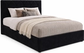 Czarne łóżko tapicerowane z pikowanym zagłówkiem 160x200 C2-P39