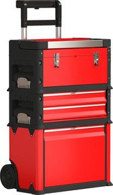 HOMCOM Zestaw 3-stopniowych skrzynek na narzędzia, na kołach, modułowe, stal/plastik