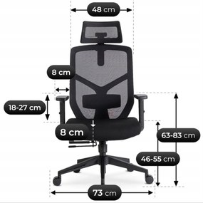 Fotel Biurowy Ergonomiczny Obrotowy BENTO Czarny Nowoczesny