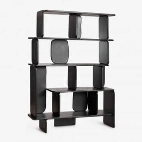 Regał 140x190 Cm Z Drewna Mango Agathe Nizina Czarna - Sklum