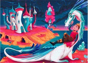 Obraz - Książę i smocza księżniczka (70x50 cm)