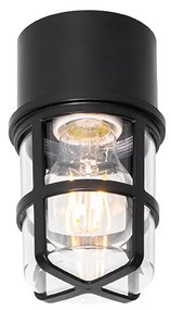 Lampa sufitowa i ścienna czarna z przezroczystym kloszem IP54 - Kiki