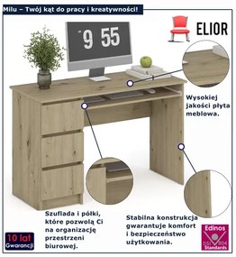 Biurko nowoczesne z szufladami dąb artisan B6-S80