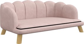 PawHut Sofa dla Zwierząt Domowych dla Średnich i Dużych Psów do 25 kg, Solidne Drewno, Wyściełana, Różowa
