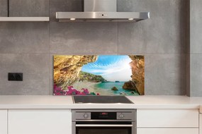 Panel Kuchenny Szklany Klify i Kwiaty na Wybrzeżu