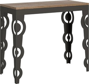 Konsola rozkładana 90x40/196 cm Karamay Small Evolution Dąb naturalny rama w kolorze Antracytu
